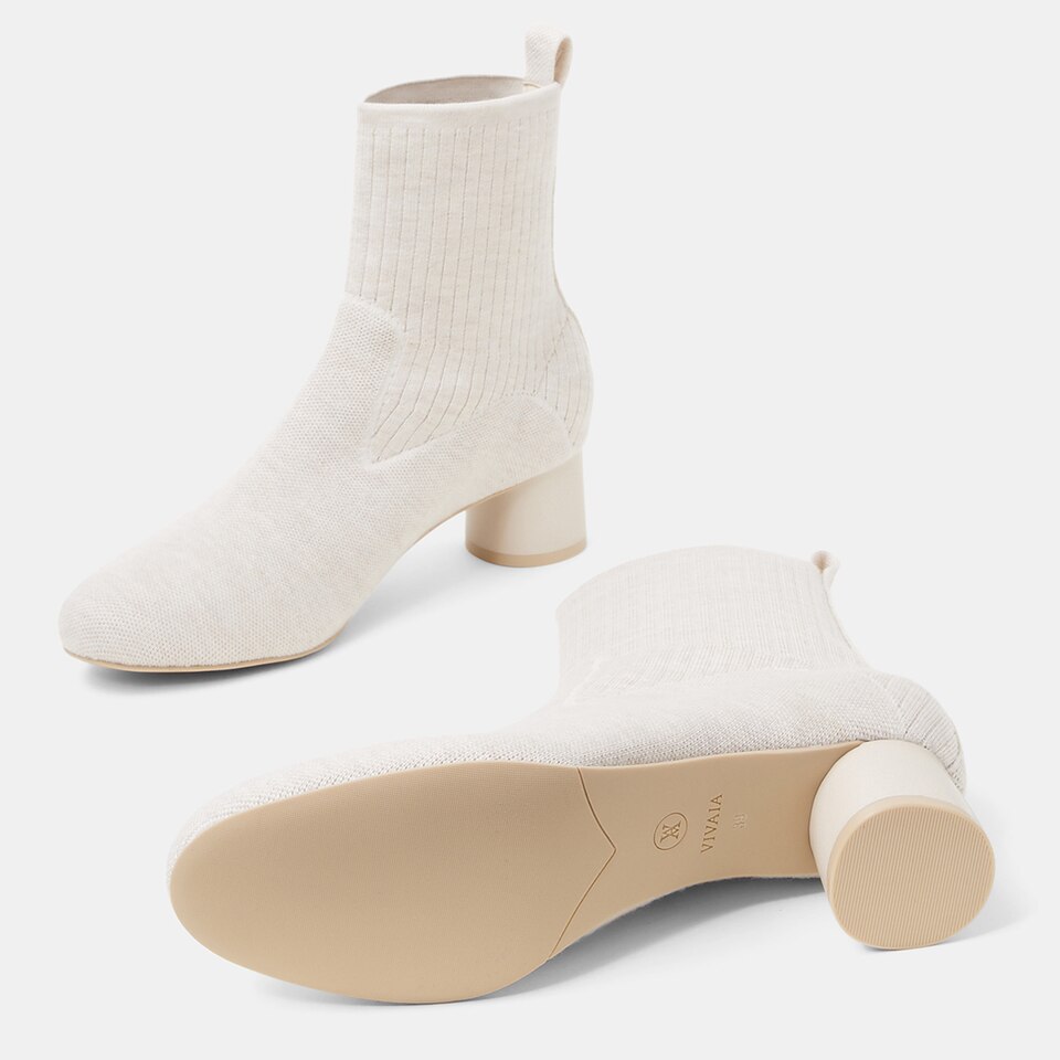 Zoe Wool Round-toe Boots in Cream Ivory | Women's Sustainable and Stylish Shoes | VIVAIA