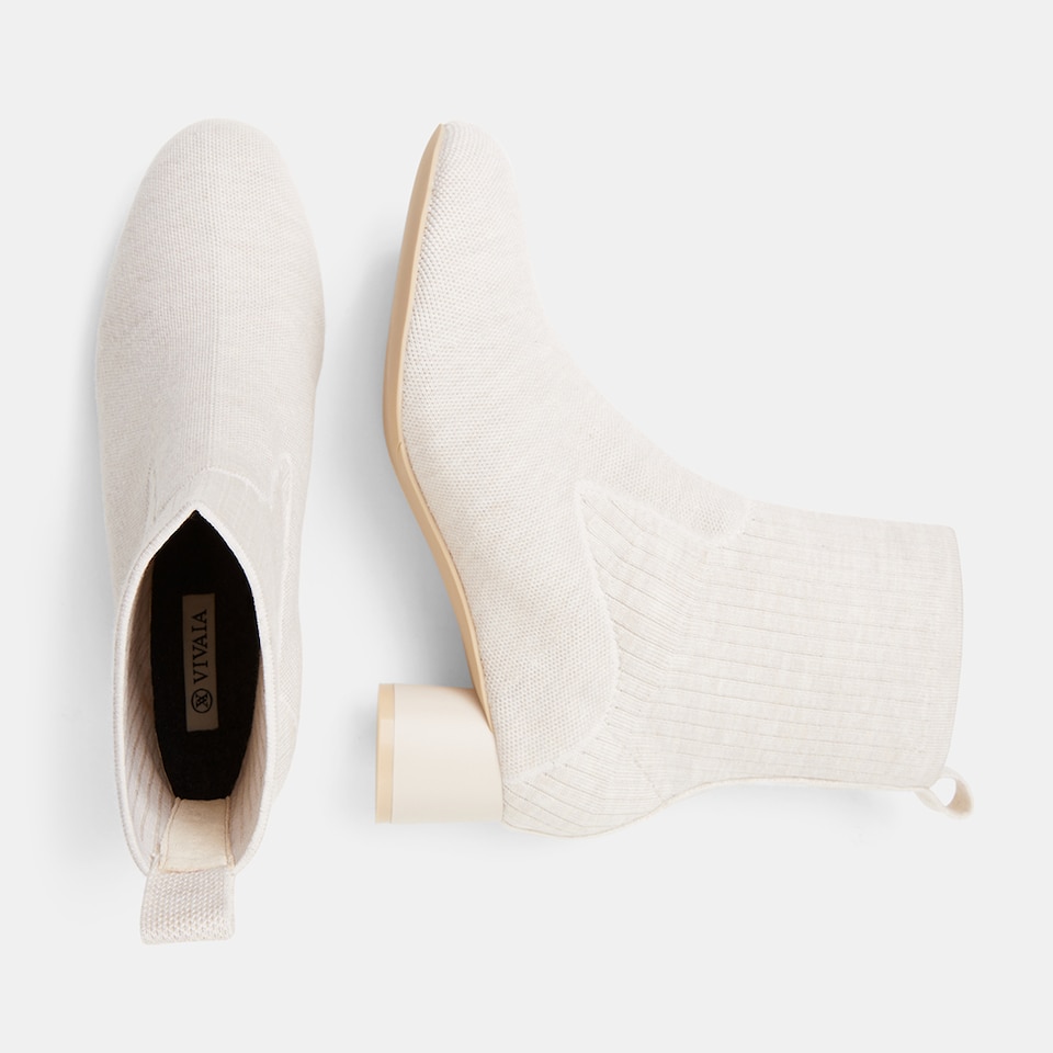 Zoe Wool Round-toe Boots in Cream Ivory | Women's Sustainable and Stylish Shoes | VIVAIA