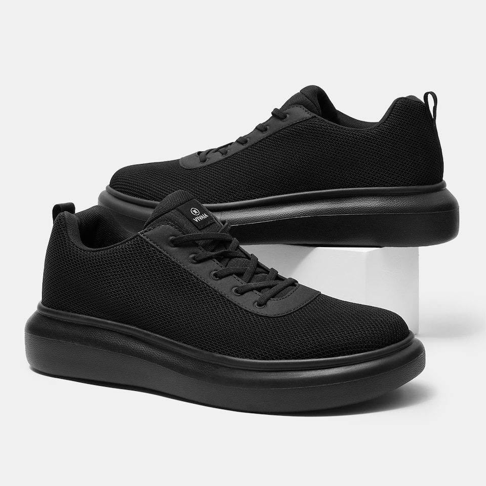 Billy Lace-up Water-resistant Sneakers in Solid Black | Men's Sustainable, Water-resistant Sneakers | VIVAIA