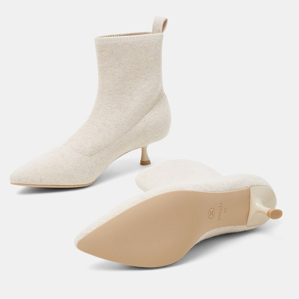 Naomi Pointy Wool Boots in Cream Ivory | Women's Sustainable and Stylish Shoes | VIVAIA