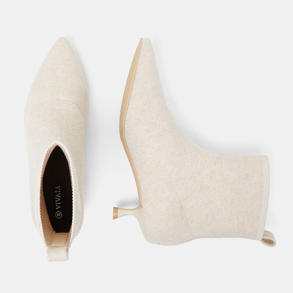 Naomi Pointy Wool Boots in Cream Ivory | Women's Sustainable and Stylish Shoes | VIVAIA
