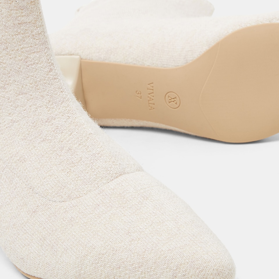 Naomi Pointy Wool Boots in Cream Ivory | Women's Sustainable and Stylish Shoes | VIVAIA