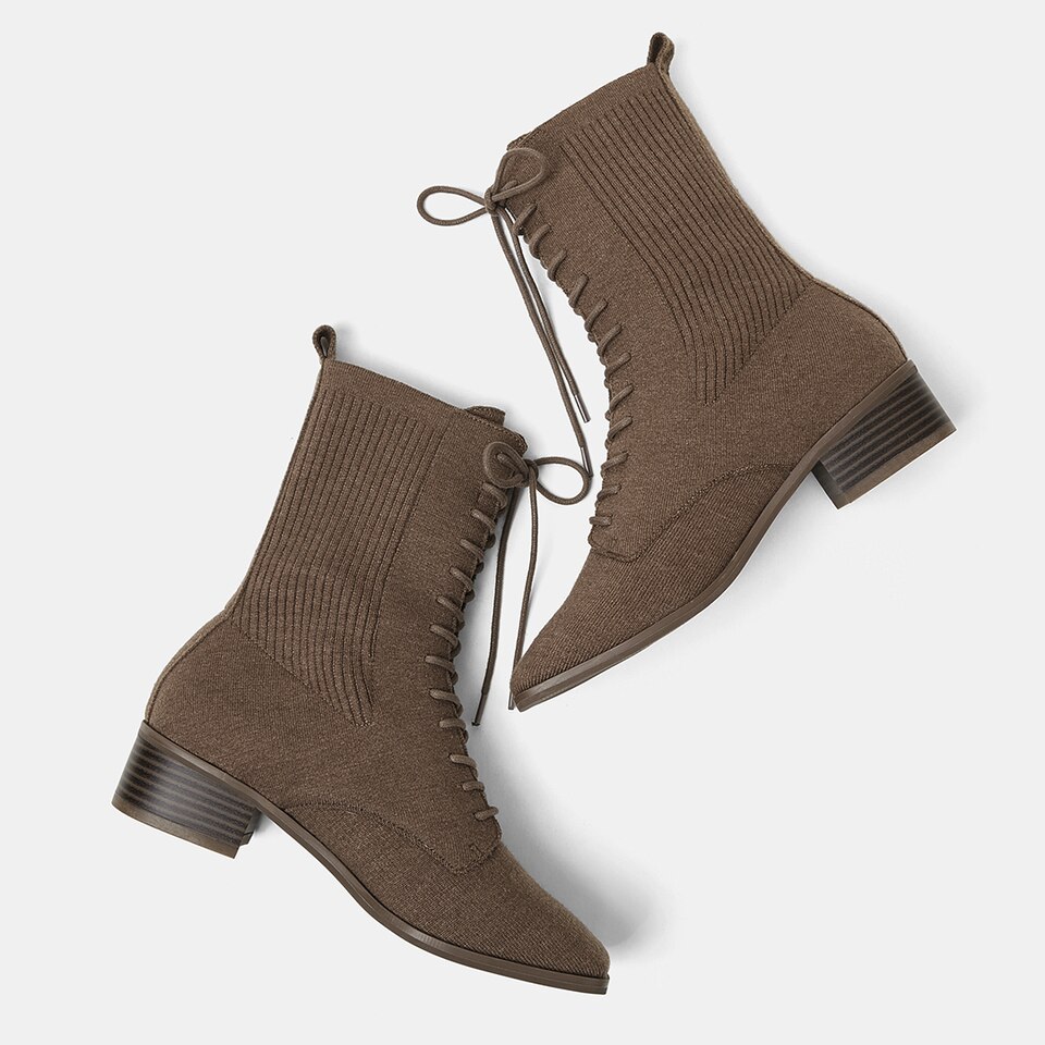 Tammy Square-toe Wool Boots in Tan Russet | Women's Sustainable and Stylish Shoes | VIVAIA
