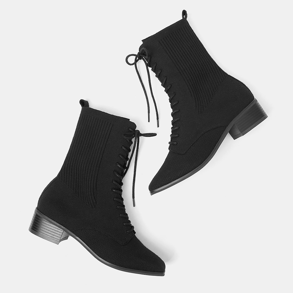 Tammy Square-toe Wool Boots in Solid Black | Women's Sustainable and Stylish Shoes | VIVAIA