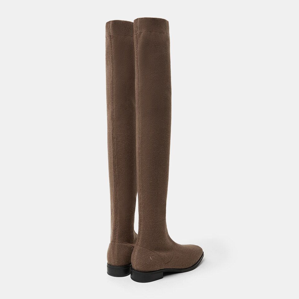 Happer Wool Square-toe Boots in Tan Russet | Women's Sustainable and Stylish Shoes | VIVAIA
