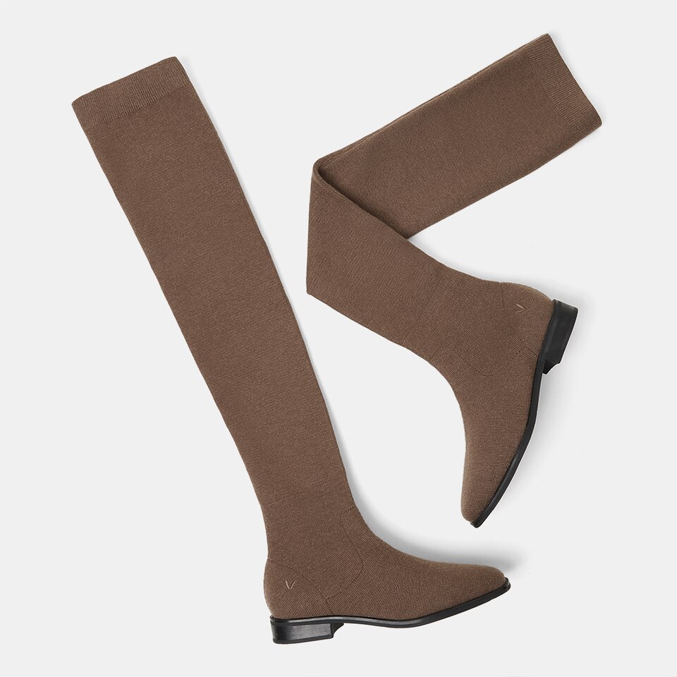 Happer Wool Square-toe Boots in Tan Russet | Women's Sustainable and Stylish Shoes | VIVAIA
