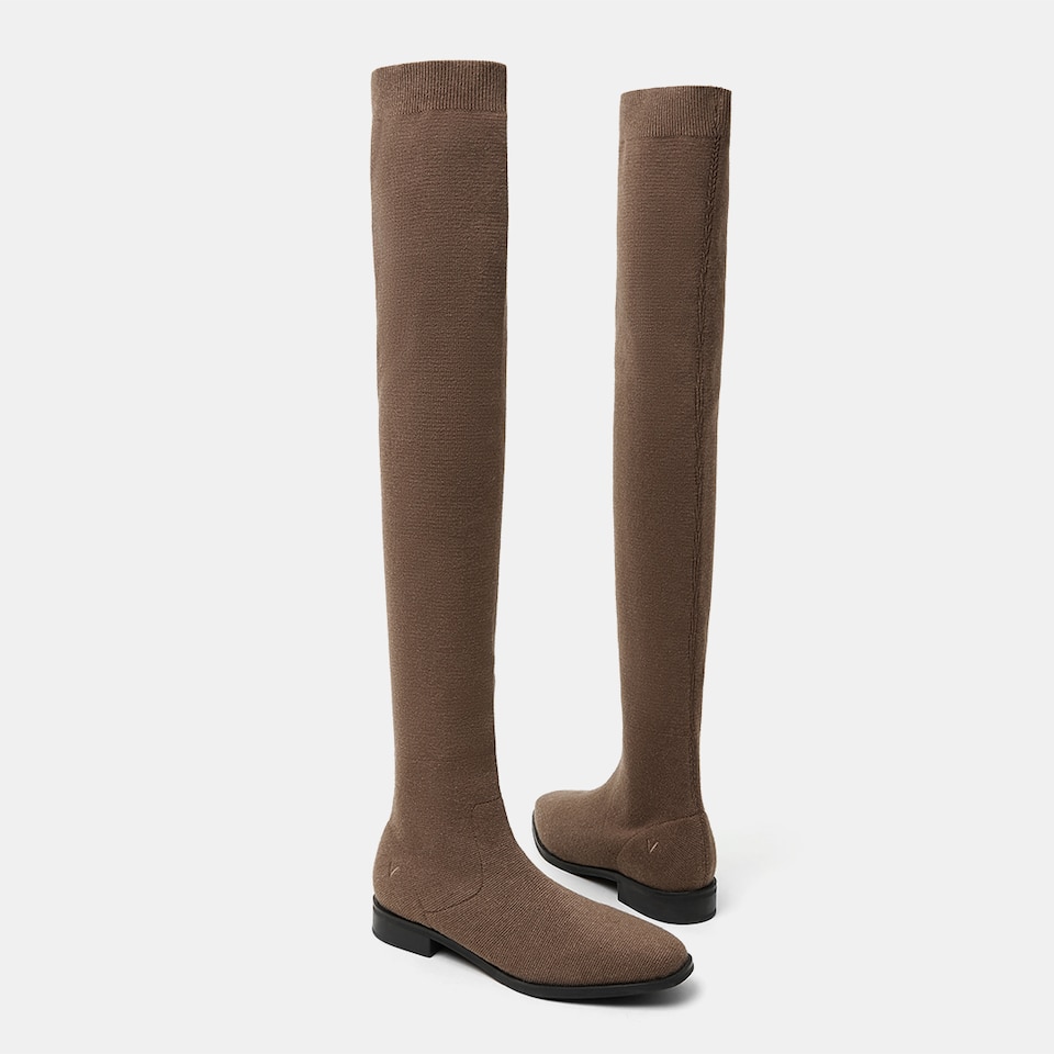 Happer Wool Square-toe Boots in Tan Russet | Women's Sustainable and Stylish Shoes | VIVAIA