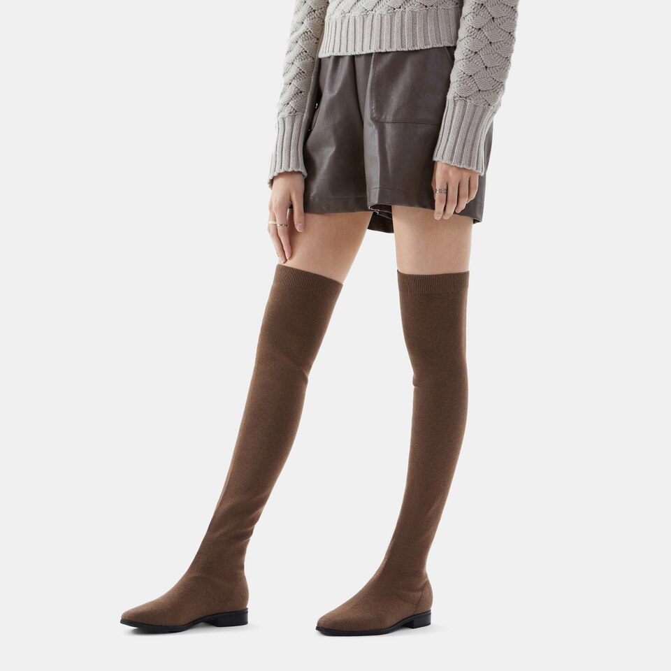Happer Wool Square-toe Boots in Tan Russet | Women's Sustainable and Stylish Shoes | VIVAIA
