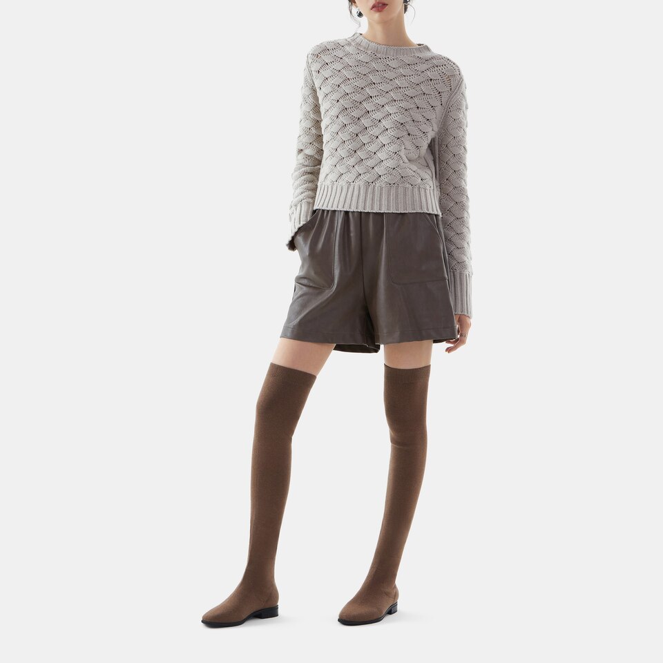 Happer Wool Square-toe Boots in Tan Russet | Women's Sustainable and Stylish Shoes | VIVAIA