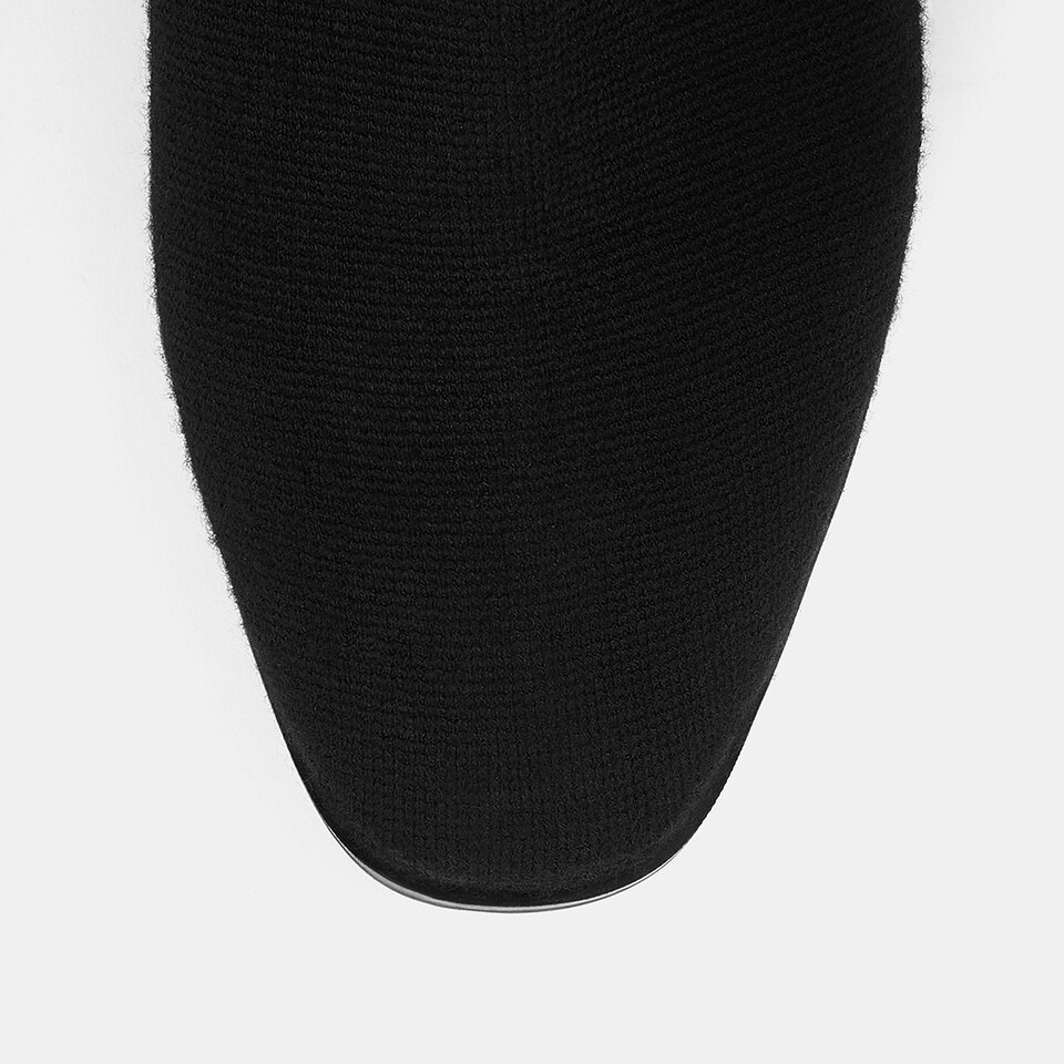 Happer Square-toe Wool Over-knee Boots in Solid Black | Women's Sustainable and Stylish Shoes | VIVAIA