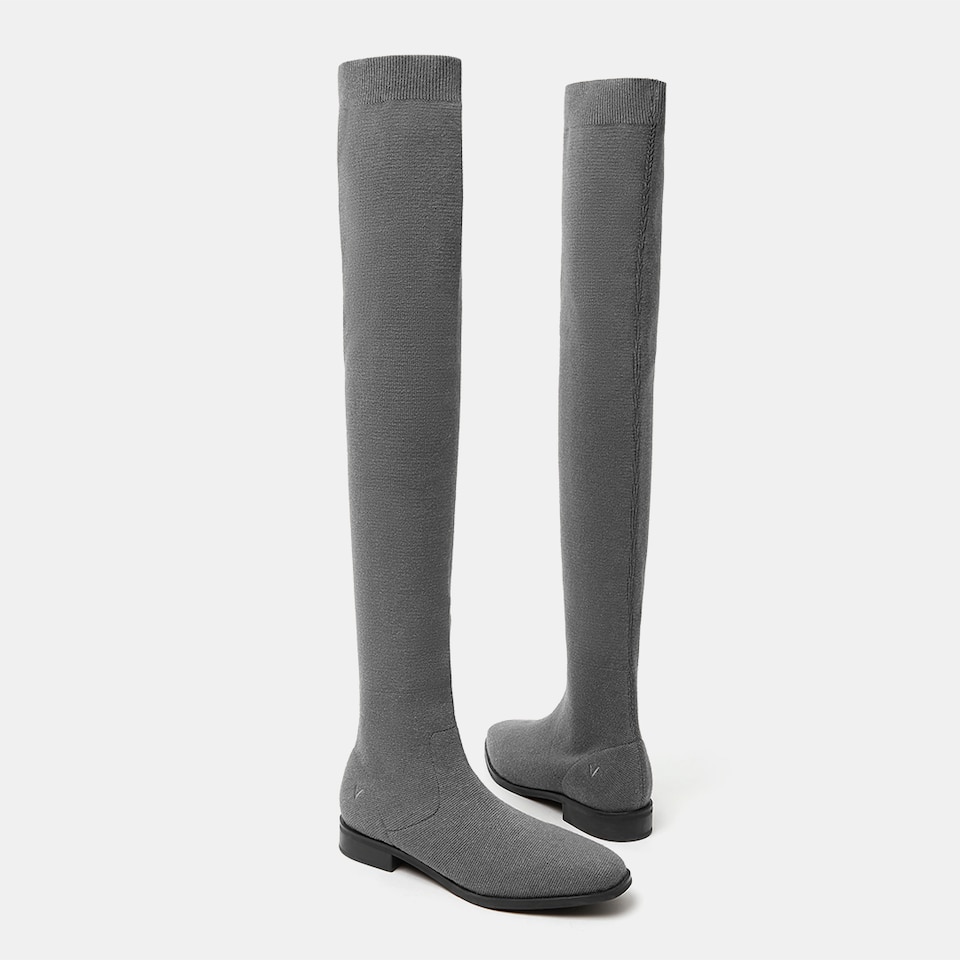 Happer Wool Square-toe Boots in Rich Grey | Women's Sustainable and Stylish Shoes | VIVAIA