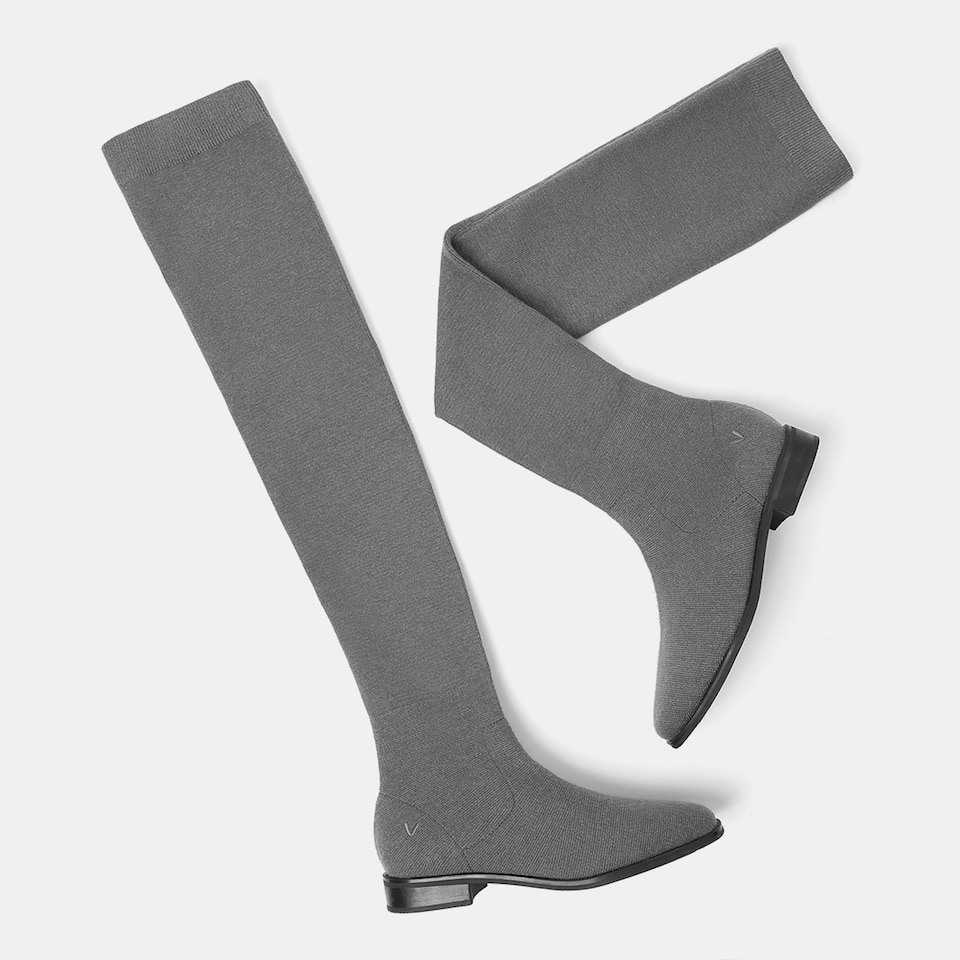 Happer Wool Square-toe Boots in Rich Grey | Women's Sustainable and Stylish Shoes | VIVAIA