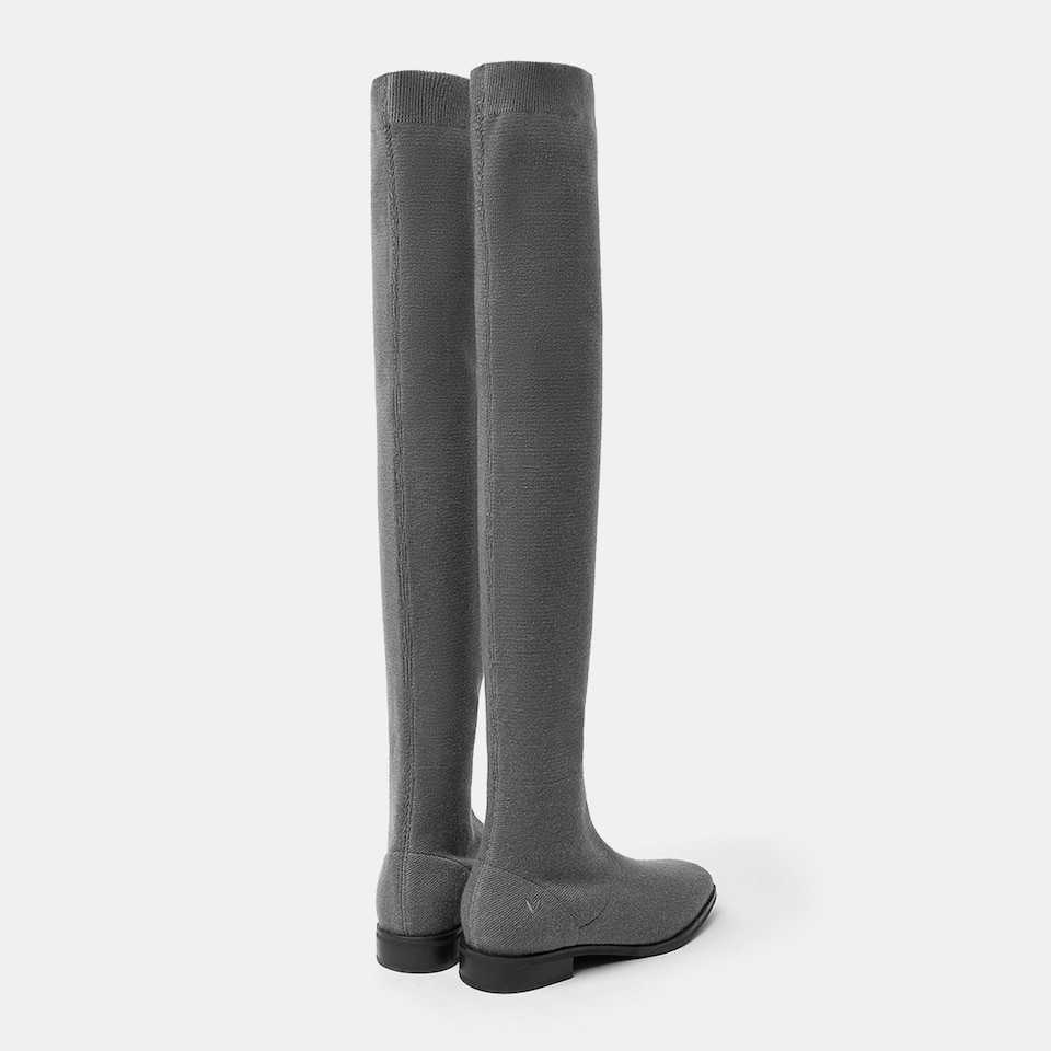 Happer Wool Square-toe Boots in Rich Grey | Women's Sustainable and Stylish Shoes | VIVAIA