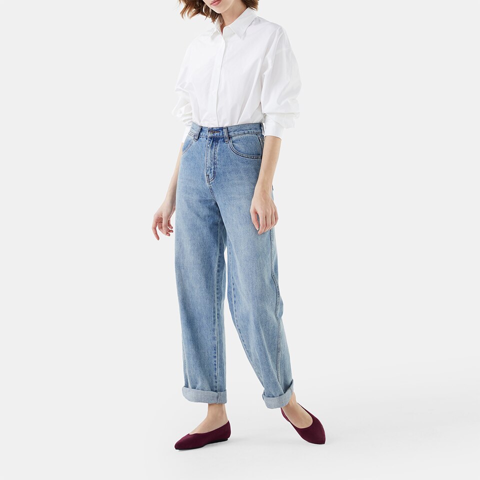 Aria Pointy Wool Flats in Garnet Red | Women's Sustainable,Washable and Stylish Shoes | VIVAIA