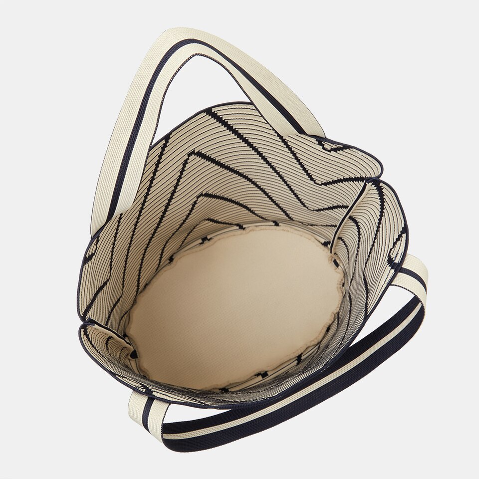 Colette Bucket Tote Bag in Blue Beige | Women's Sustainable, Washable and Stylish Knitbags | VIVAIA