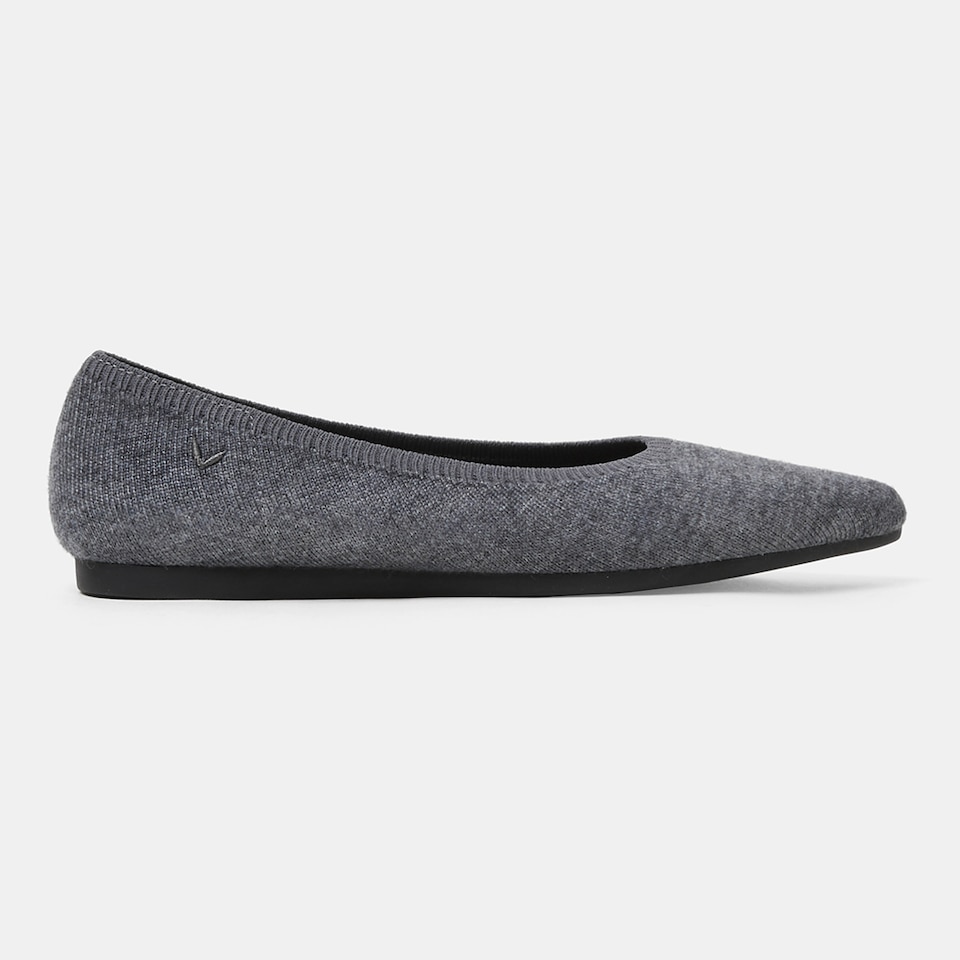 Aria Wool Pointy Flats in Rich Grey | Women's Sustainable,Washable and Stylish Shoes | VIVAIA