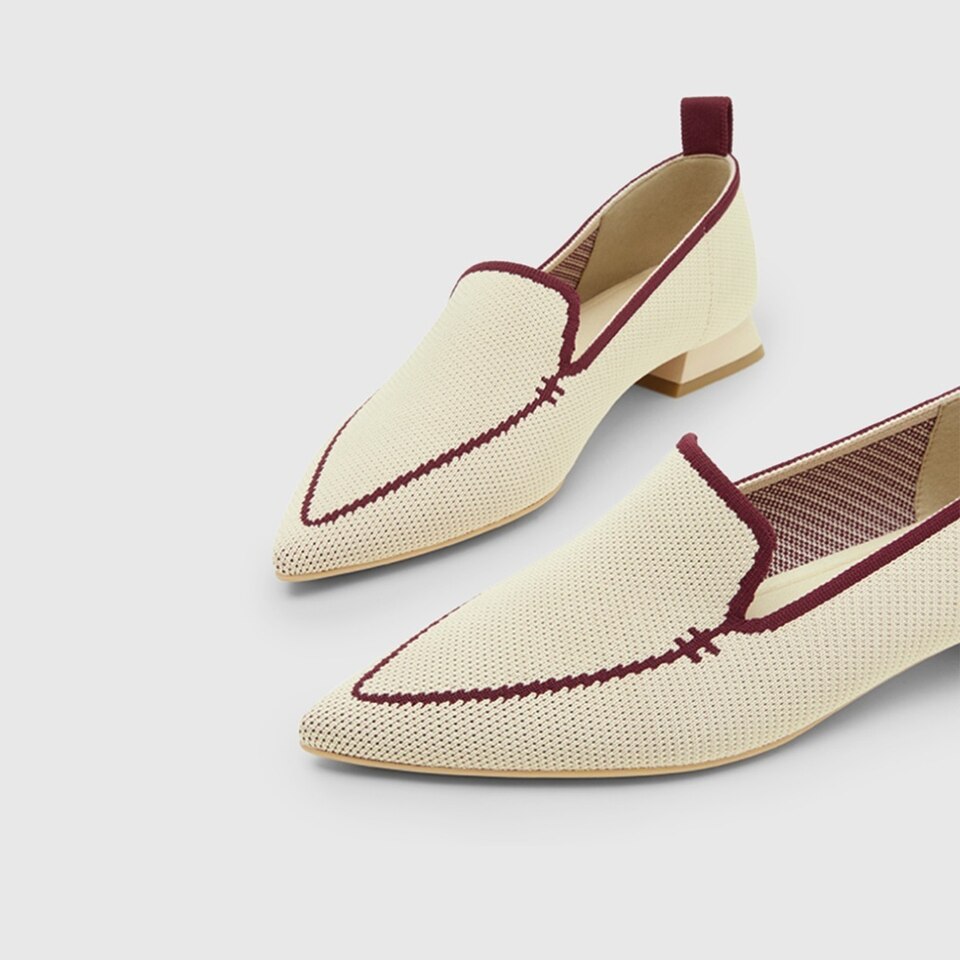Doreen Pointy Loafers in Cream Ivory | Women's Sustainable, Washable and Stylish Shoes | VIVAIA