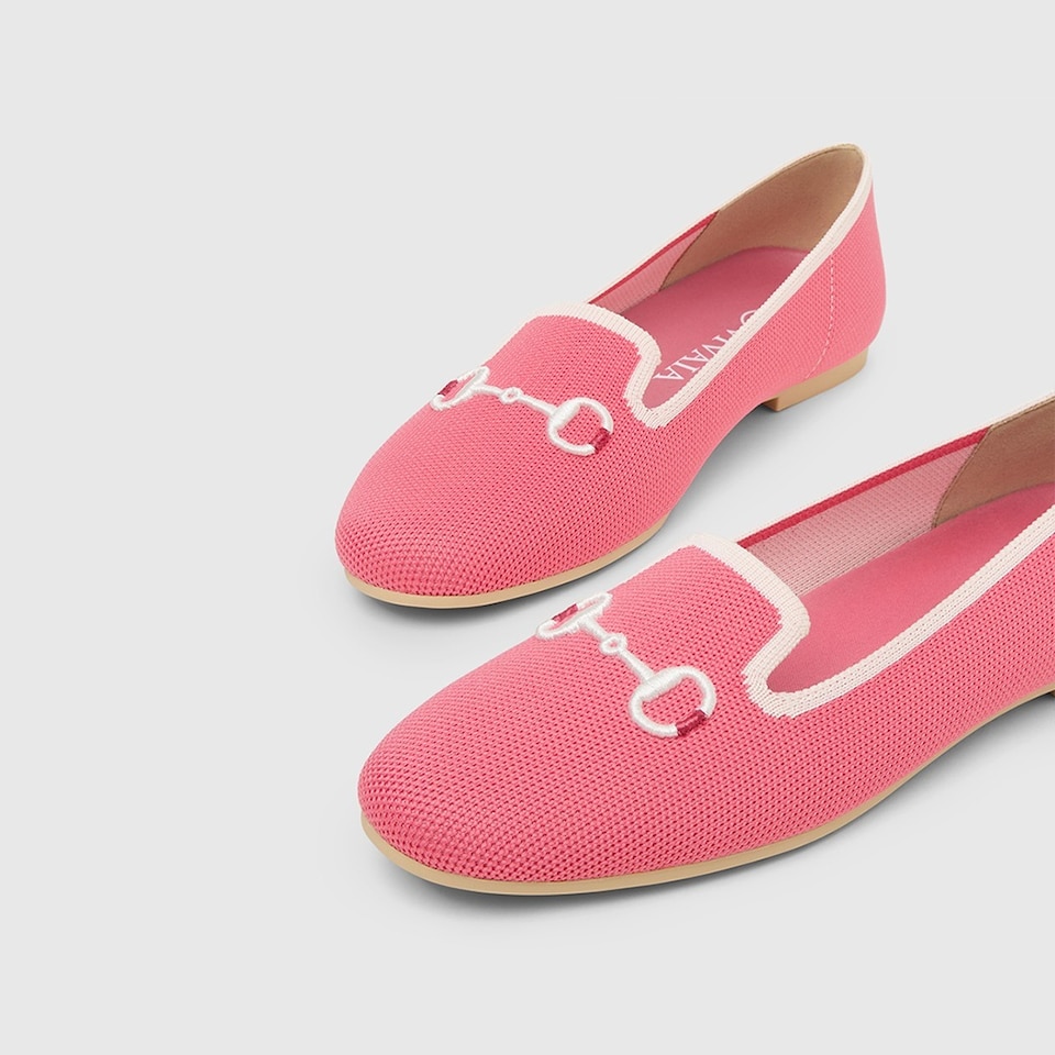 Eillen Round-toe Loafers in Coral Red | Women's Sustainable, Washable and Stylish Shoes | VIVAIA