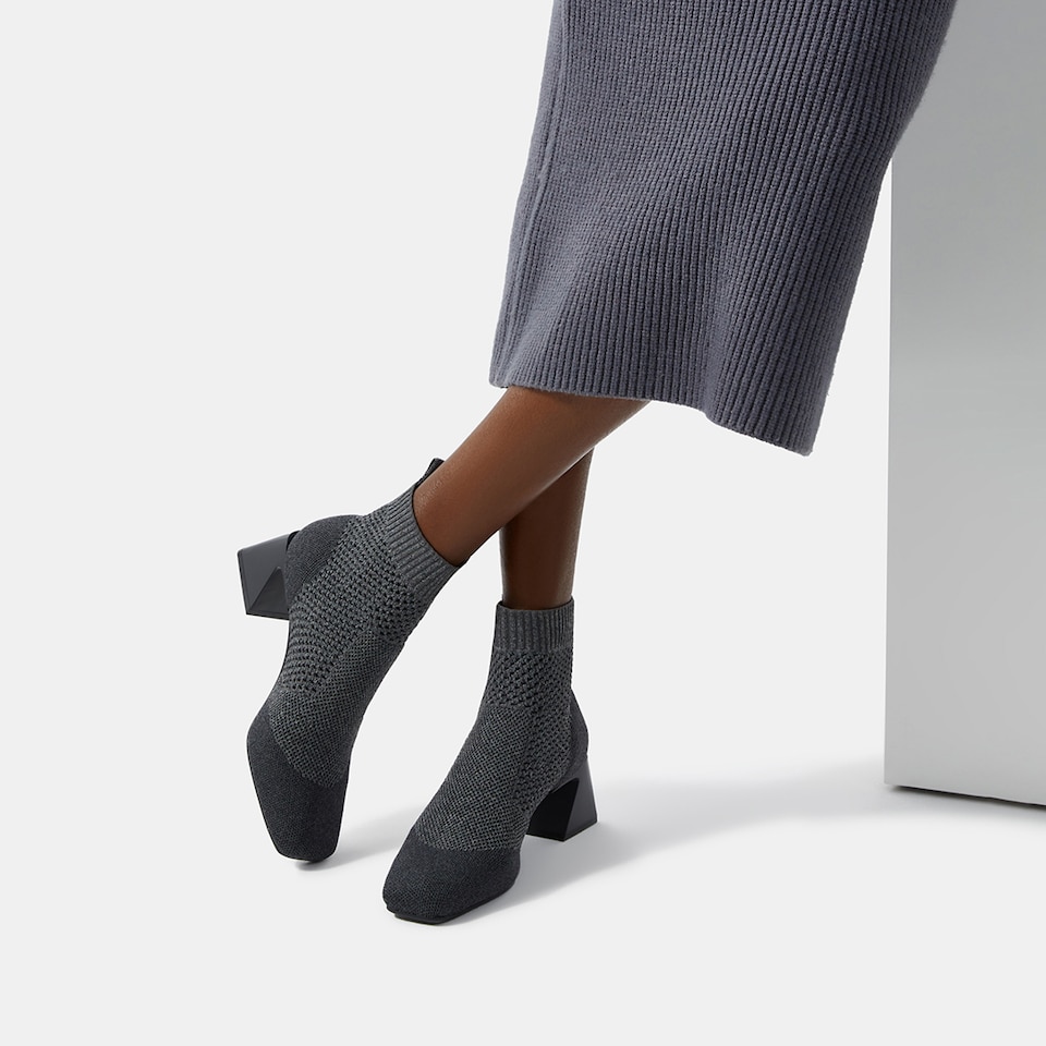 Melissa Square-toe Heeled Boots in Lava Gray | Women's Sustainable and Stylish Shoes | VIVAIA