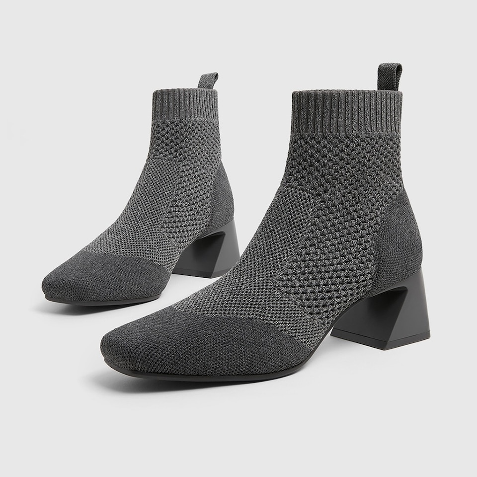 Melissa Square-toe Heeled Boots in Lava Gray | Women's Sustainable and Stylish Shoes | VIVAIA