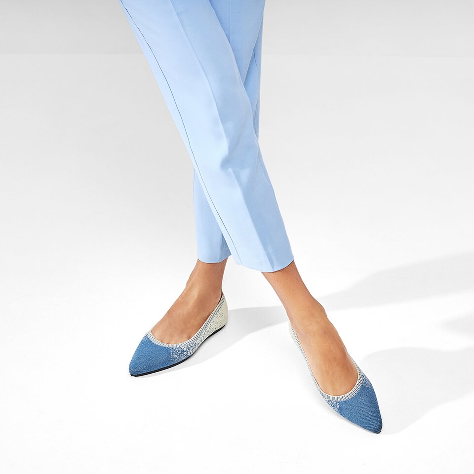 Aria 2.0 Pointy Flats in Starry Blue | Women's Sustainable, Washable and Stylish Shoes | VIVAIA