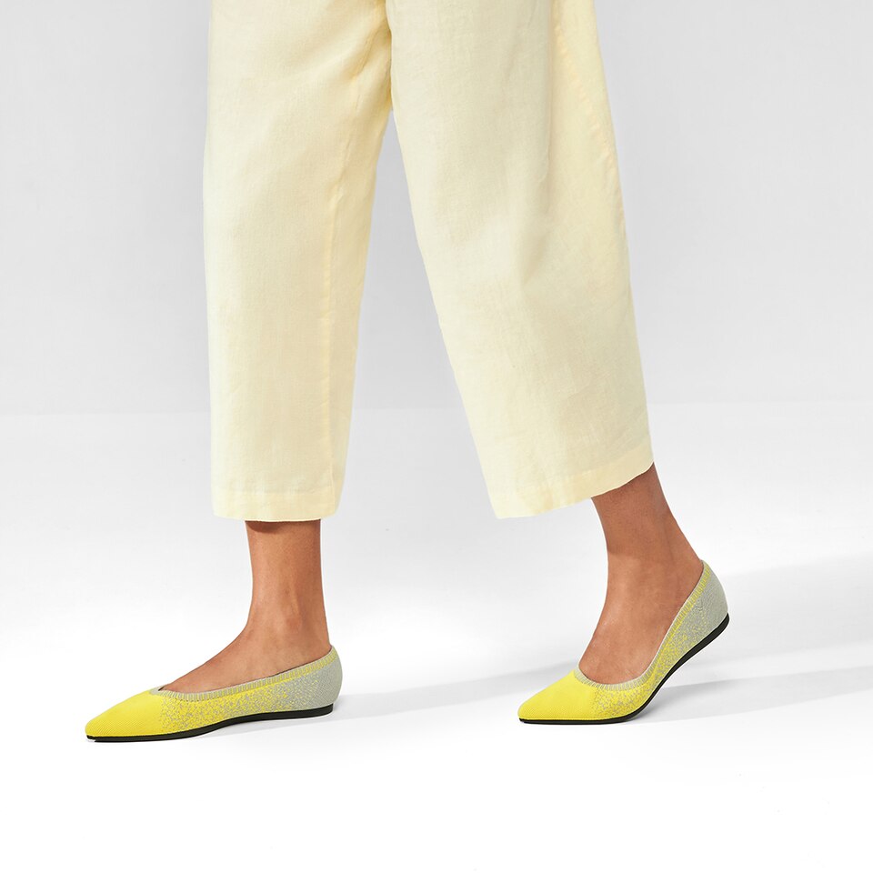Aria 2.0 Pointy Flats in Primrose Yellow | Women's Sustainable, Washable and Stylish Shoes | VIVAIA