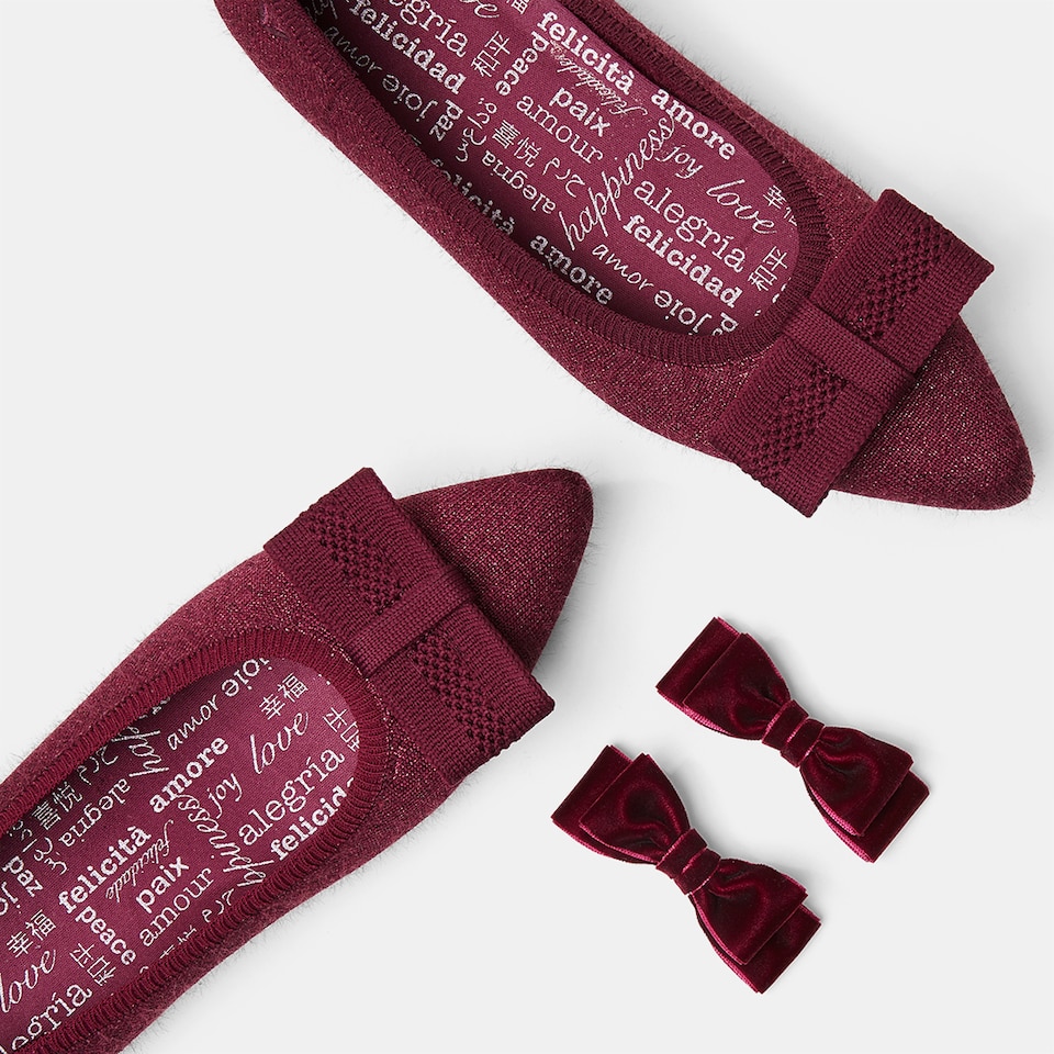 Aria Holiday Edition Pointy Flats in Bordeaux Red | Women's Sustainable,Washable and Stylish Shoes | VIVAIA