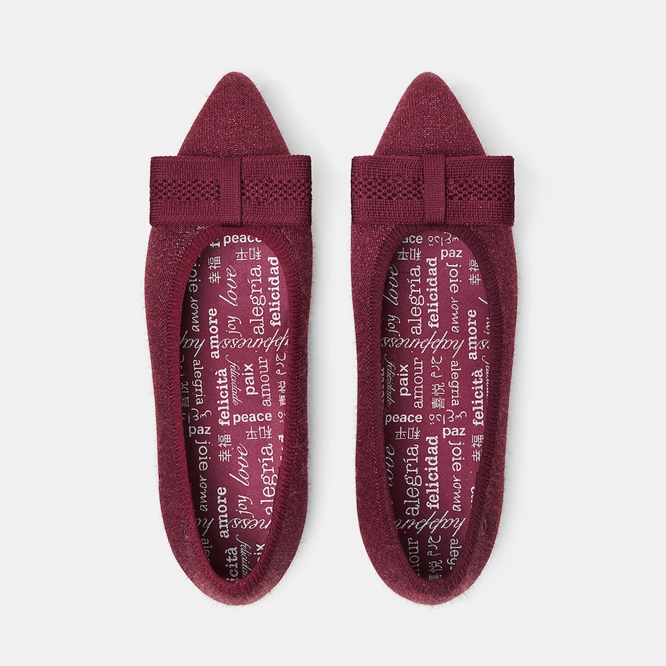 Aria Holiday Edition Pointy Flats in Bordeaux Red | Women's Sustainable,Washable and Stylish Shoes | VIVAIA