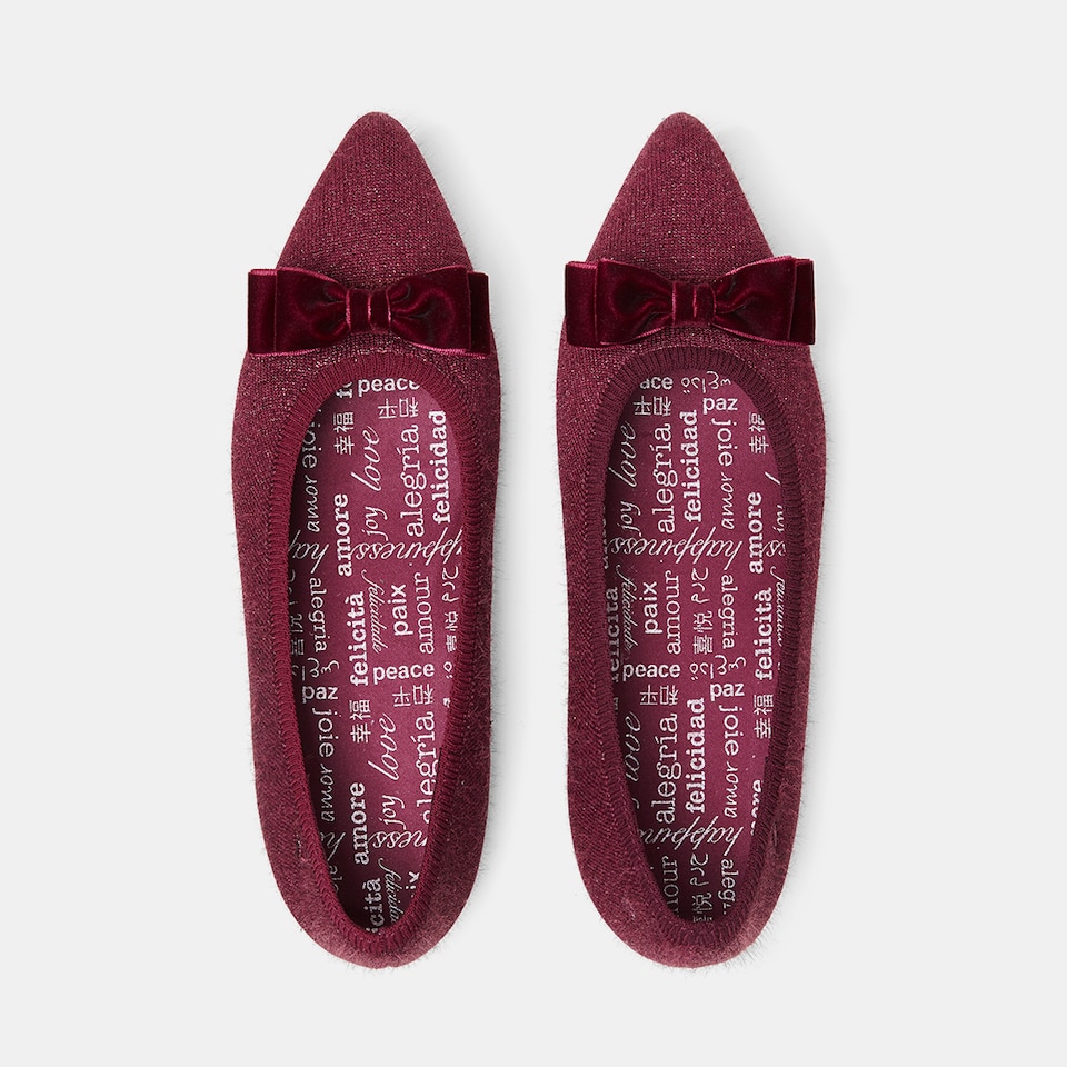 Aria Holiday Edition Pointy Flats in Bordeaux Red | Women's Sustainable,Washable and Stylish Shoes | VIVAIA
