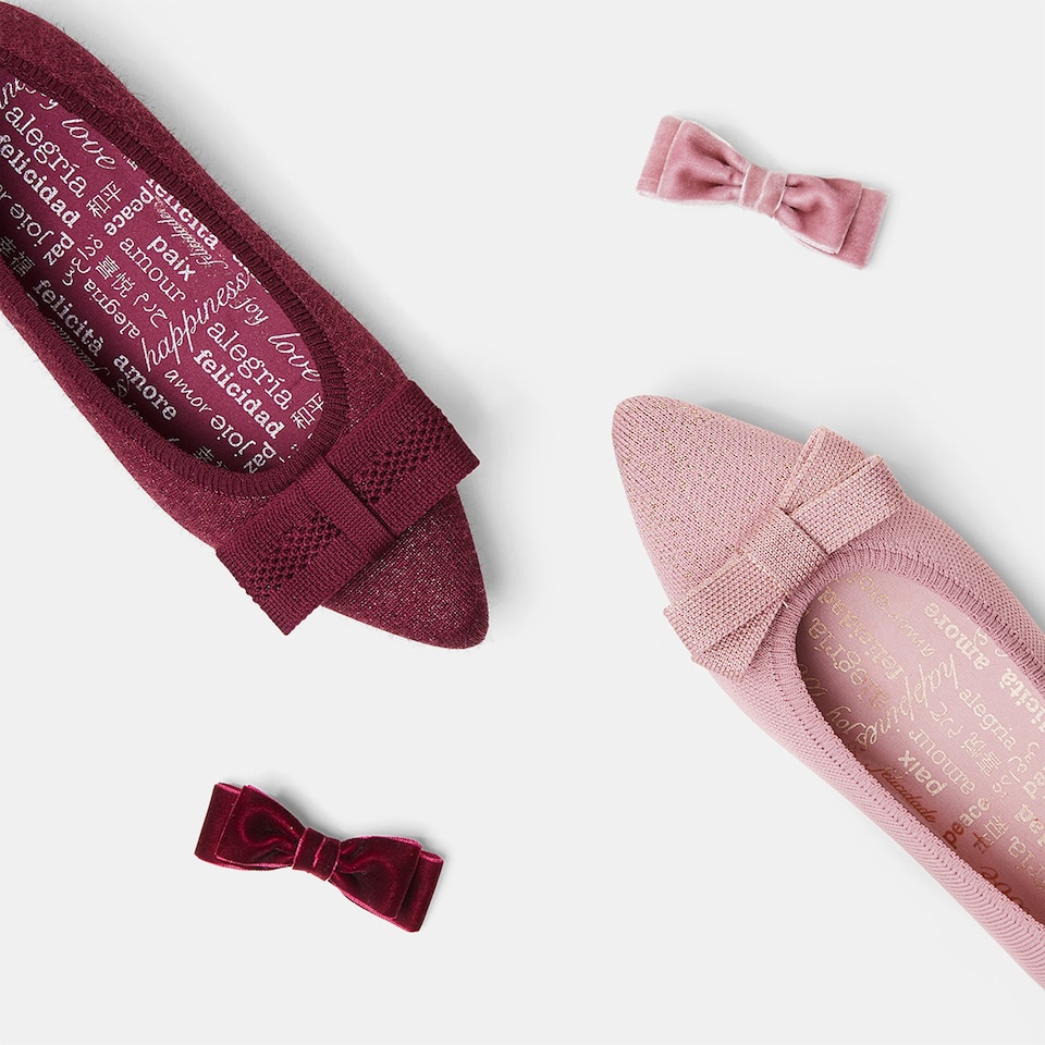 Aria Holiday Edition Pointy Flats in Pale Pink | Women's Sustainable,Washable and Stylish Shoes | VIVAIA