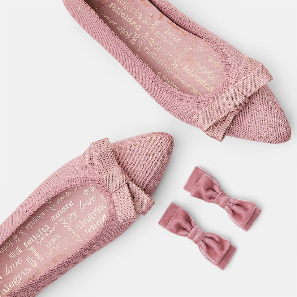 Aria Holiday Edition Pointy Flats in Pale Pink | Women's Sustainable,Washable and Stylish Shoes | VIVAIA