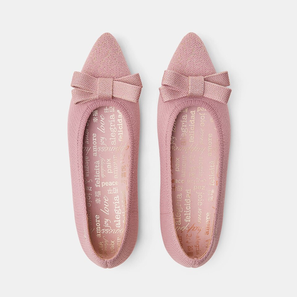 Aria Holiday Edition Pointy Flats in Pale Pink | Women's Sustainable,Washable and Stylish Shoes | VIVAIA