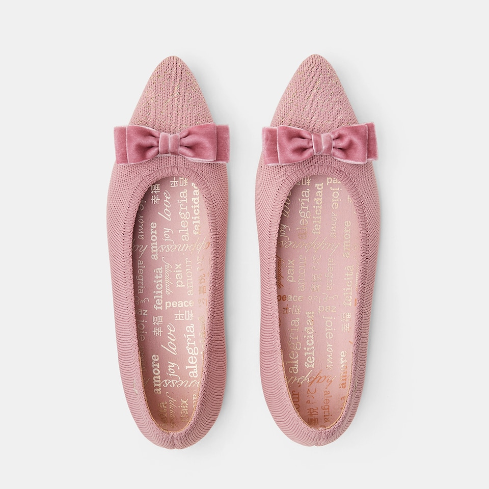 Aria Holiday Edition Pointy Flats in Pale Pink | Women's Sustainable,Washable and Stylish Shoes | VIVAIA