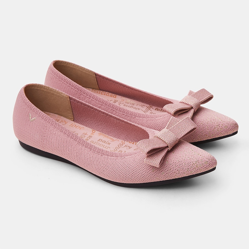 Aria Holiday Edition Pointy Flats in Pale Pink | Women's Sustainable,Washable and Stylish Shoes | VIVAIA