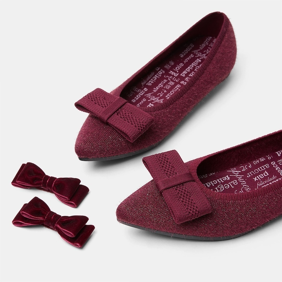 Aria Holiday Edition Pointy Flats in Bordeaux Red | Women's Sustainable,Washable and Stylish Shoes | VIVAIA
