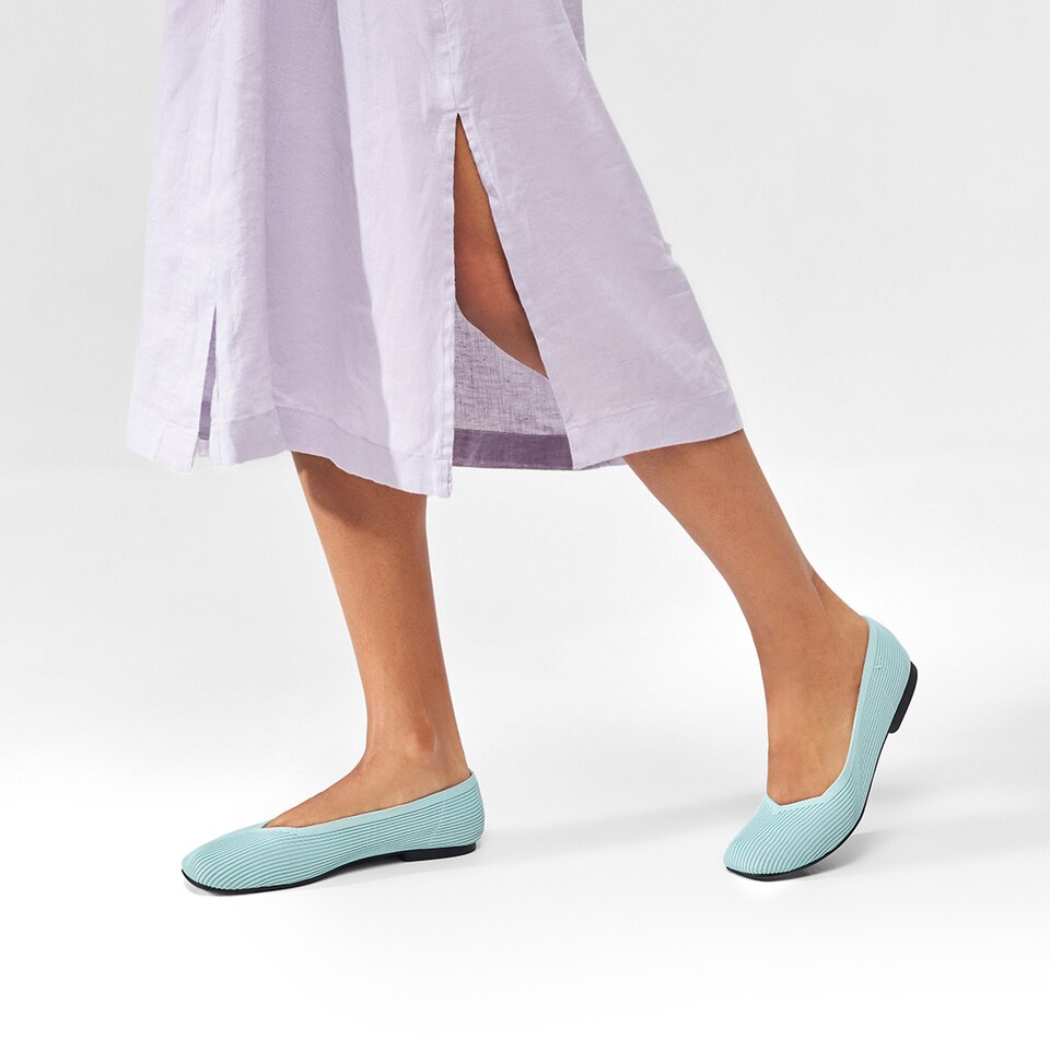 Margot Square-toe Flats in Mint Green | Women's Sustainable, Washable and Stylish Shoes | VIVAIA