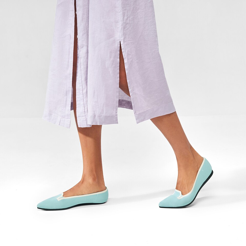Manon Pointy Flats in Mint Green | Women's Sustainable, Washable and Stylish Shoes | VIVAIA