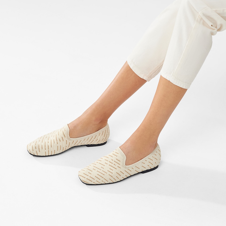 Marina Square-toe Loafers in Cream Ivory | Women's Sustainable, Washable and Stylish Shoes | VIVAIA