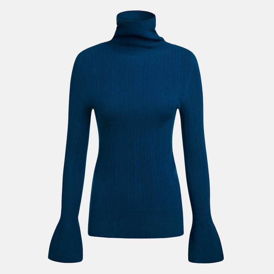 Trinity Cashmere Turtle Neck Sweater in Sodalite Blue | Women's 100% Organic Comfy Knitwears | VIVAIA