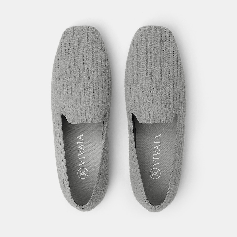Rosie Square-toe Loafers in Pale Grey | Women's Sustainable, Washable and Stylish Shoes | VIVAIA
