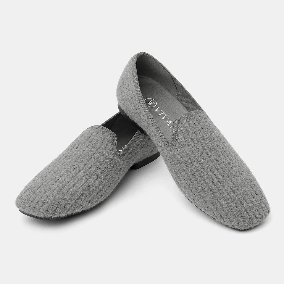 Rosie Square-toe Loafers in Pale Grey | Women's Sustainable, Washable and Stylish Shoes | VIVAIA