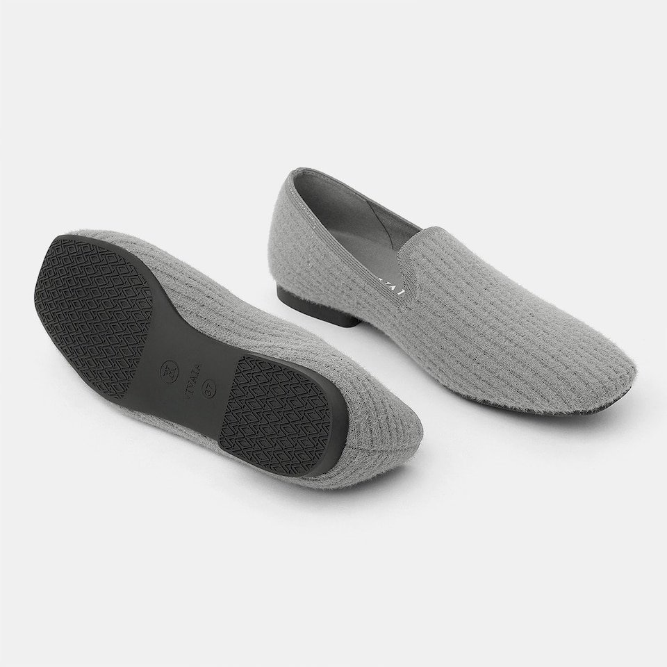 Rosie Square-toe Loafers in Pale Grey | Women's Sustainable, Washable and Stylish Shoes | VIVAIA