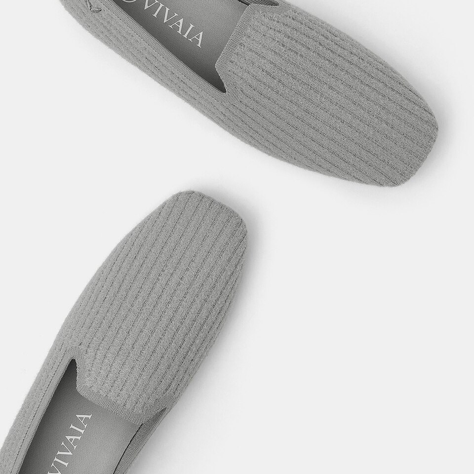 Rosie Square-toe Loafers in Pale Grey | Women's Sustainable, Washable and Stylish Shoes | VIVAIA