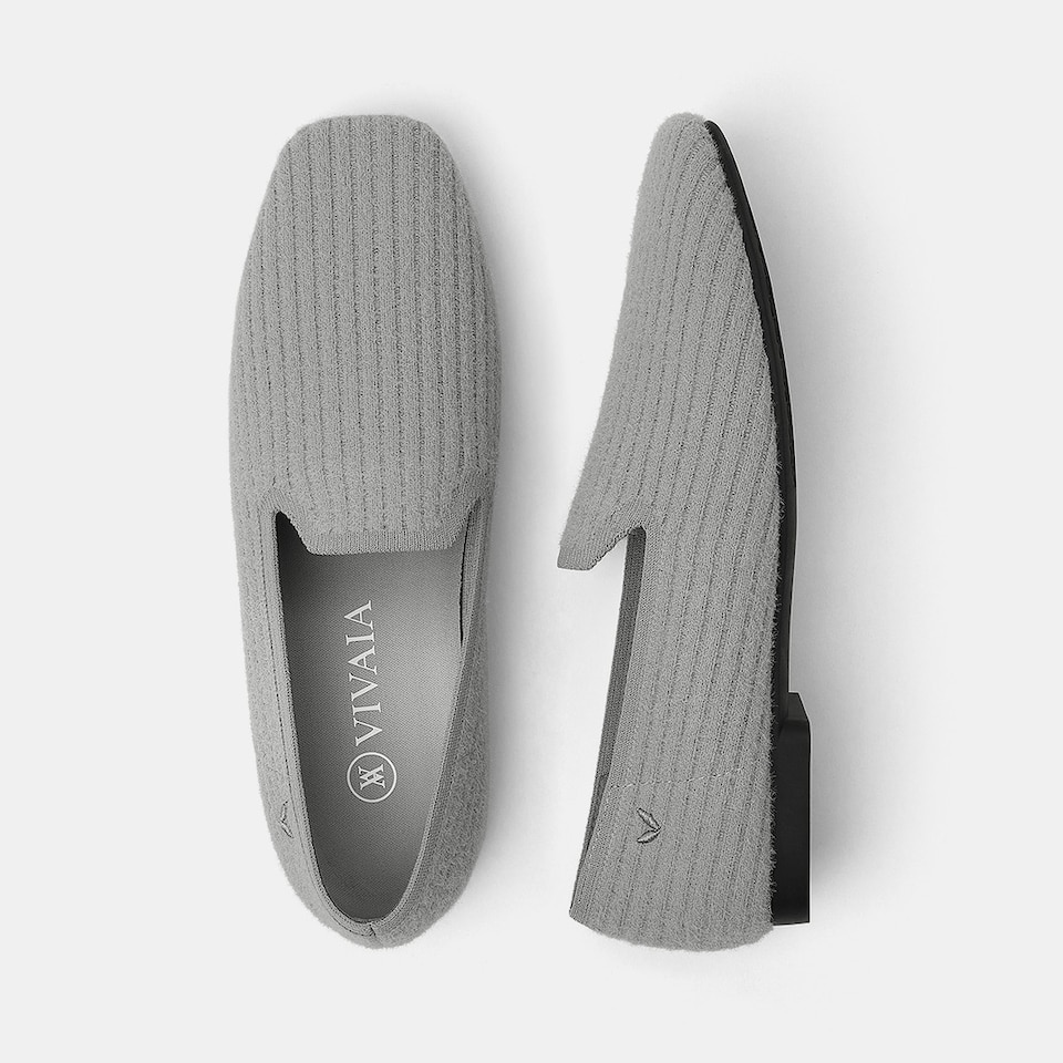 Rosie Square-toe Loafers in Pale Grey | Women's Sustainable, Washable and Stylish Shoes | VIVAIA