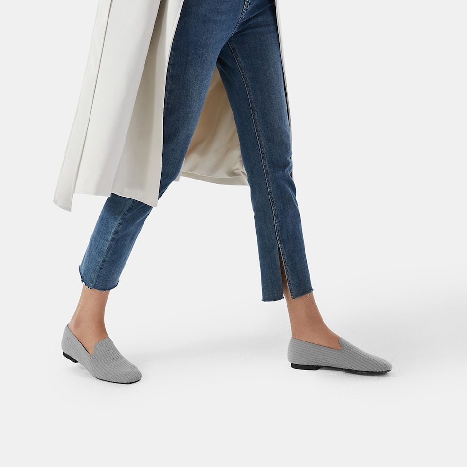 Rosie Square-toe Loafers in Pale Grey | Women's Sustainable, Washable and Stylish Shoes | VIVAIA