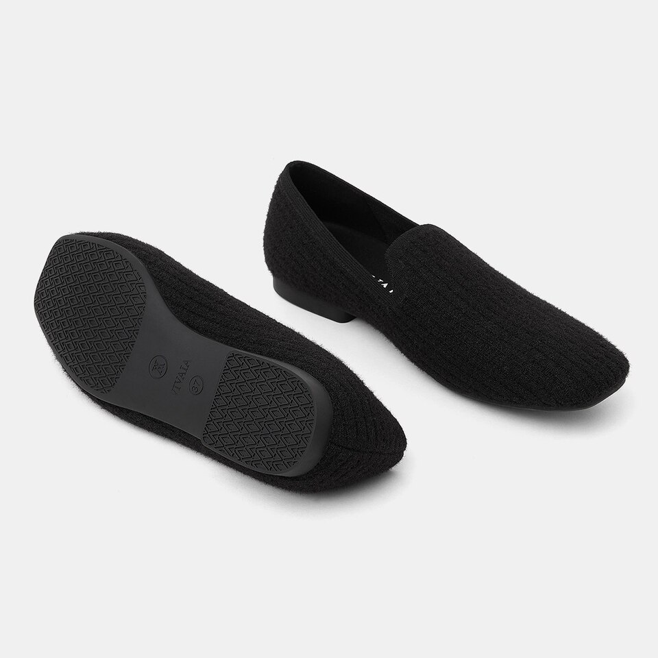 Rosie Square-toe Loafers in Black | Women's Sustainable, Washable and Stylish Shoes | VIVAIA