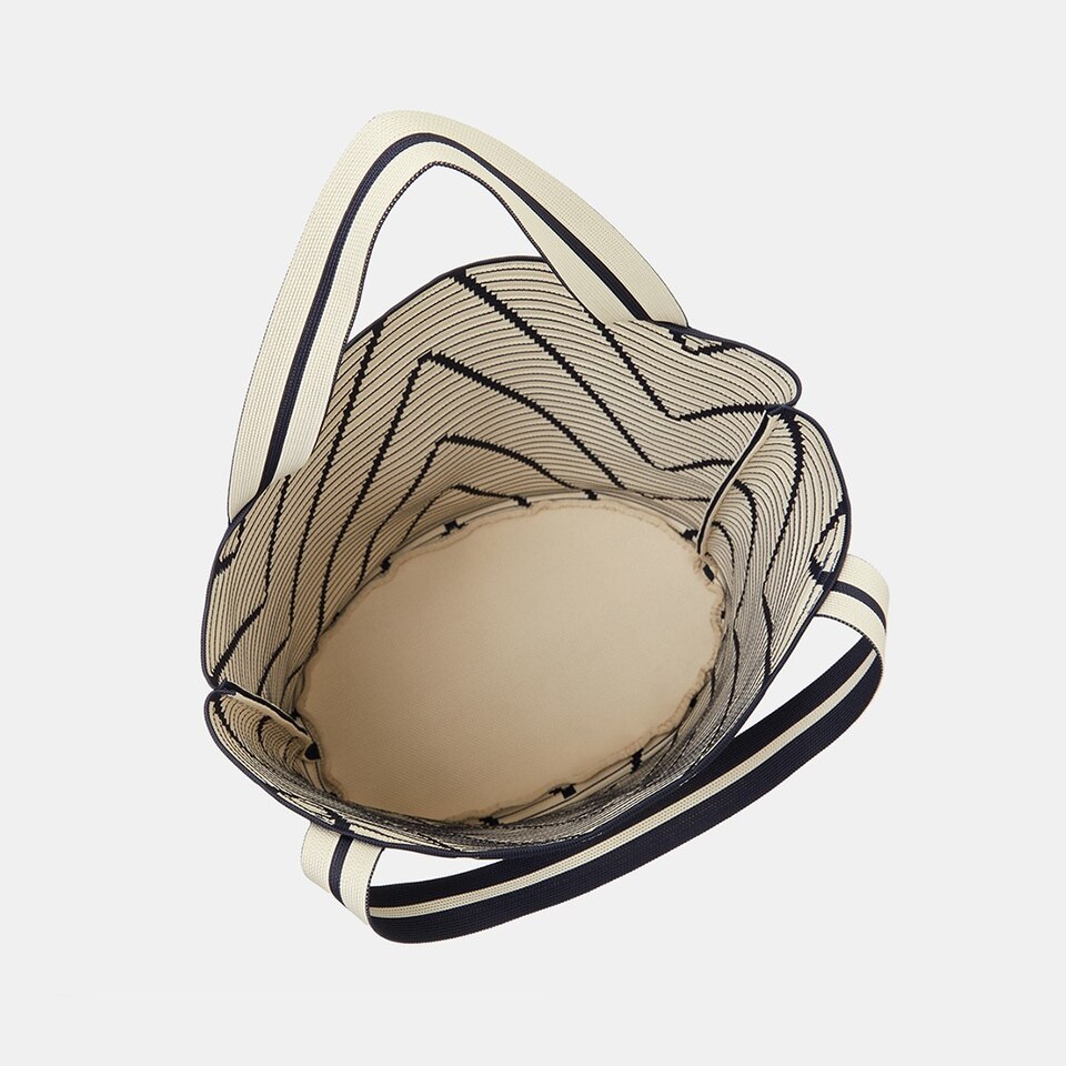 Colette Petite Bucket Washable Tote Bag in Marine Chervon | VIVAIA