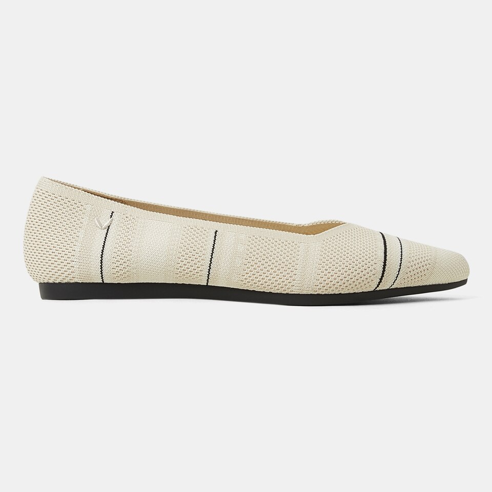 Avis Pointed-toe Flats in Striped Cream | Women's Sustainable, Washable and Stylish Shoes | VIVAIA