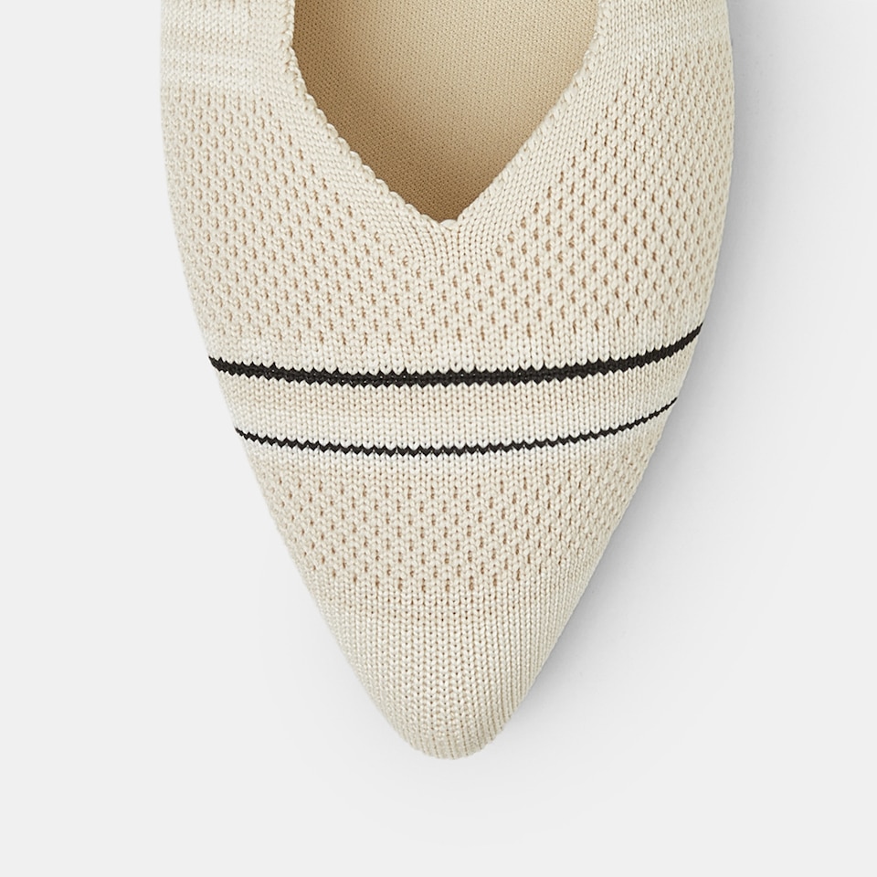 Avis Pointed-toe Flats in Striped Cream | Women's Sustainable, Washable and Stylish Shoes | VIVAIA