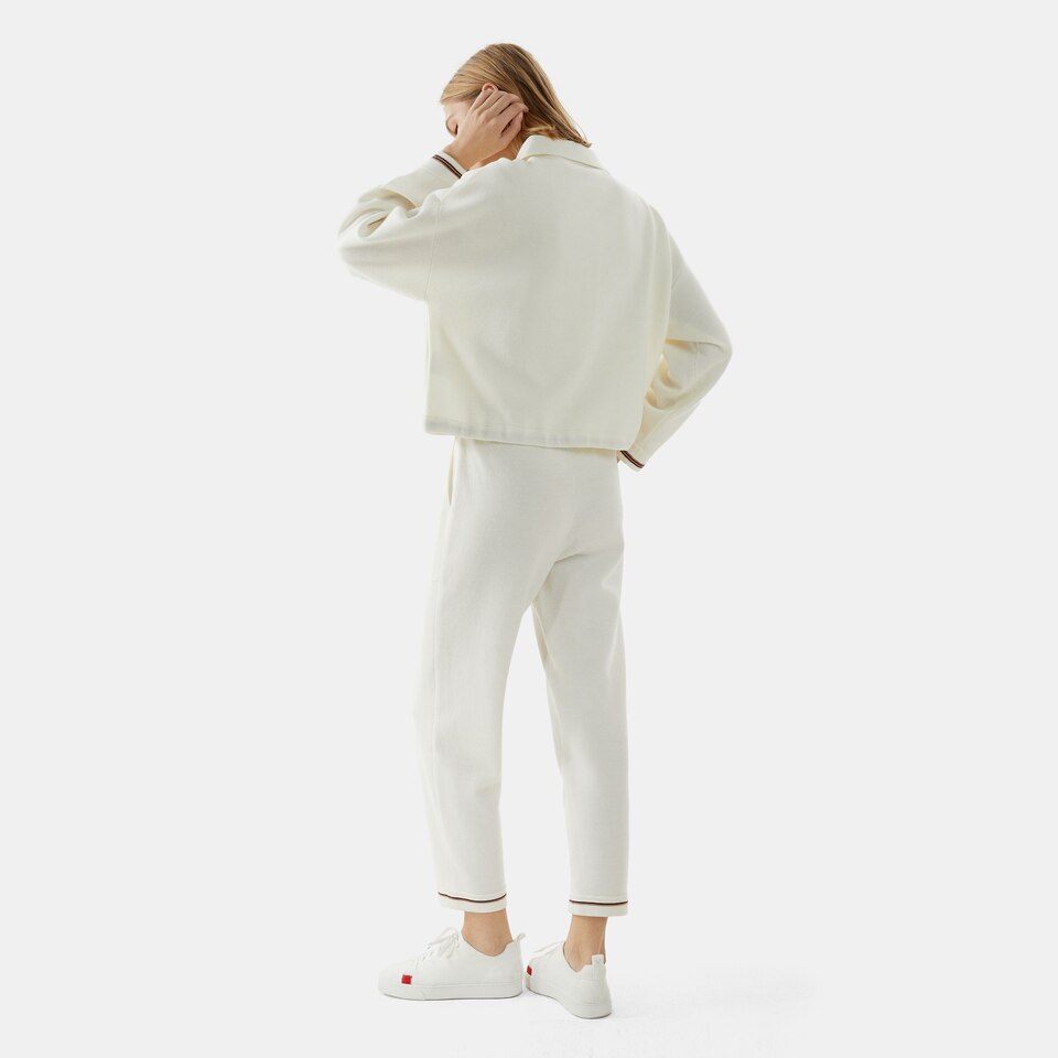 Latika Merino Wool Jacket in Dove White | Women's Sustainable and Stylish Knitwears | VIVAIA
